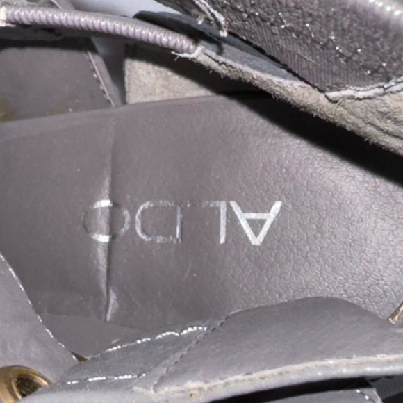 Aldo Shoes Gray Leather Buckle Peep Toe Platform High Heel Bootie Women Eu 38 US - Picture 10 of 15